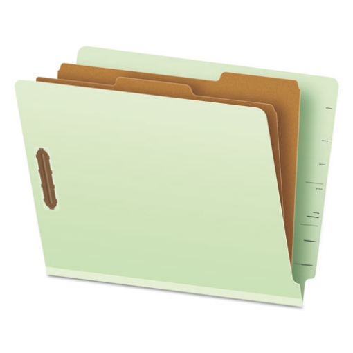 Picture of End Tab Classification Folders, 2.5" Expansion, 2 Dividers, 6 Fasteners, Letter Size, Pale Green Exterior, 10/Box