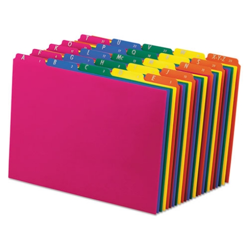 Picture of Poly Top Tab File Guides, 1/5-Cut Top Tab, A To Z, 8.5 X 11, Assorted Colors, 25/set