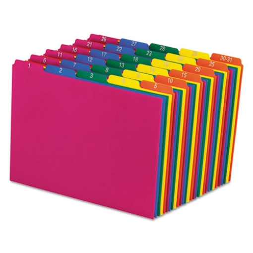 Picture of Poly Top Tab File Guides, 1/5-Cut Top Tab, 1 To 30-31, 8.5 X 11, Assorted Colors, 31/set