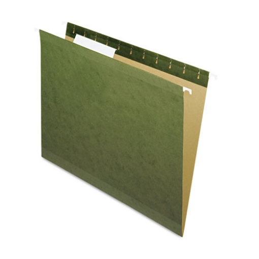 Picture of Reinforced Hanging File Folders with Printable Tab Inserts, Letter Size, 1/3-Cut Tabs, Standard Green, 25/Box