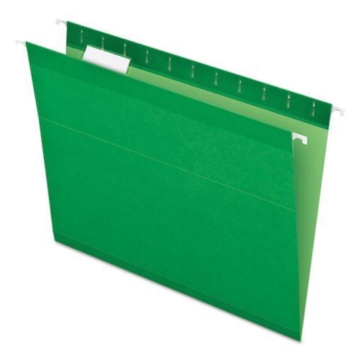 Picture of Colored Reinforced Hanging Folders, Letter Size, 1/5-Cut Tabs, Bright Green, 25/Box