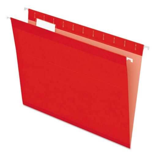 Picture of Colored Reinforced Hanging Folders, Letter Size, 1/5-Cut Tabs, Red, 25/Box