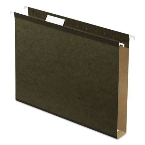 Picture of Extra Capacity Reinforced Hanging File Folders with Box Bottom, 1" Capacity, Letter Size, 1/5-Cut Tabs, Green, 25/Box