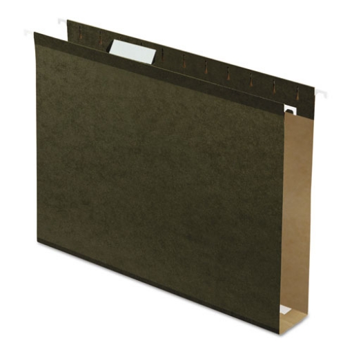 Picture of Extra Capacity Reinforced Hanging File Folders with Box Bottom, 2" Capacity, Letter Size, 1/5-Cut Tabs, Green, 25/Box