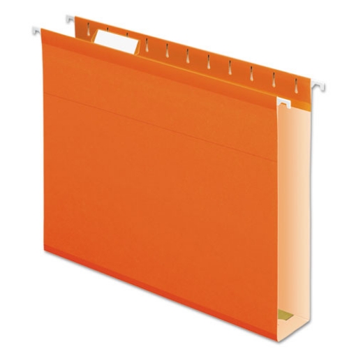 Picture of Extra Capacity Reinforced Hanging File Folders with Box Bottom, 2" Capacity, Letter Size, 1/5-Cut Tabs, Orange, 25/Box