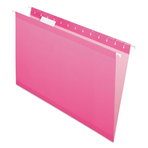 Picture of Colored Reinforced Hanging Folders, Legal Size, 1/5-Cut Tabs, Pink, 25/Box