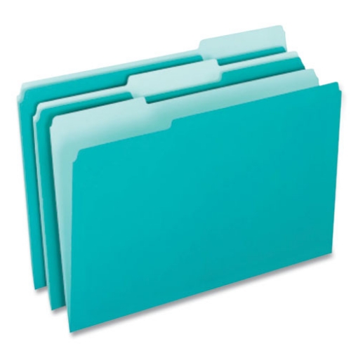 Picture of Interior File Folders, 1/3-Cut Tabs: Assorted, Letter Size, Aqua, 100/Box