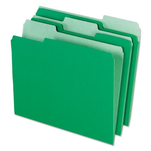 Picture of Interior File Folders, 1/3-Cut Tabs: Assorted, Letter Size, Bright Green, 100/Box