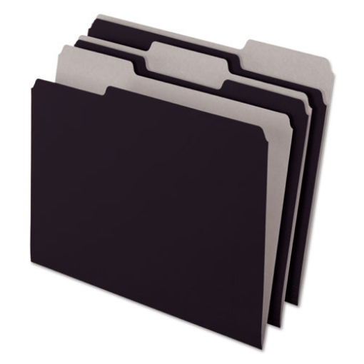 Picture of Interior File Folders, 1/3-Cut Tabs: Assorted, Letter Size, Black/Gray, 100/Box