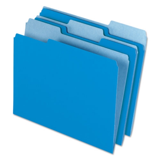 Picture of Interior File Folders, 1/3-Cut Tabs: Assorted, Letter Size, Blue, 100/Box