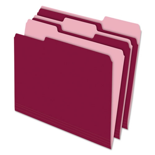 Picture of Interior File Folders, 1/3-Cut Tabs: Assorted, Letter Size, Burgundy, 100/Box