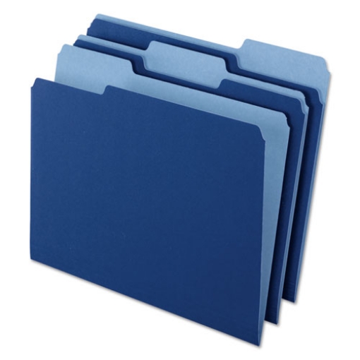 Picture of Interior File Folders, 1/3-Cut Tabs: Assorted, Letter Size, Navy Blue, 100/Box