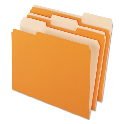 Picture of Interior File Folders, 1/3-Cut Tabs: Assorted, Letter Size, Orange, 100/Box