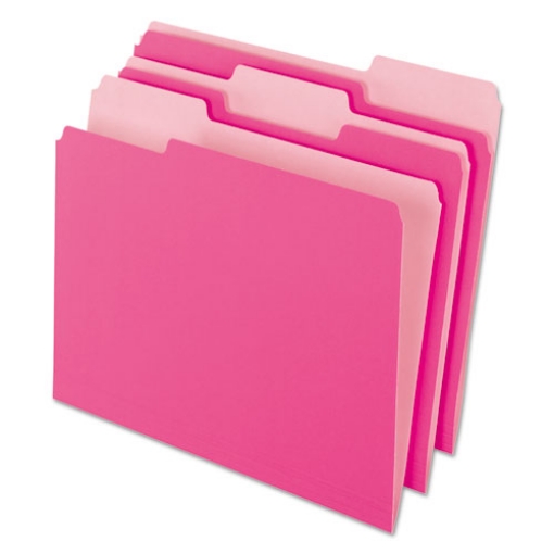 Picture of Interior File Folders, 1/3-Cut Tabs: Assorted, Letter Size, Pink, 100/Box