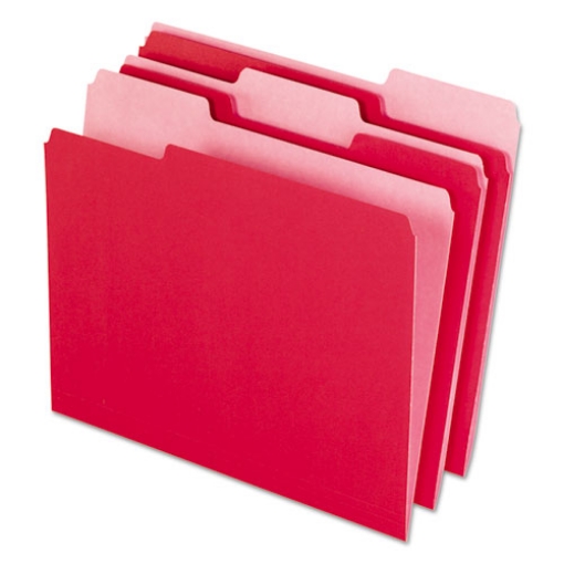 Picture of Interior File Folders, 1/3-Cut Tabs: Assorted, Letter Size, Red, 100/Box