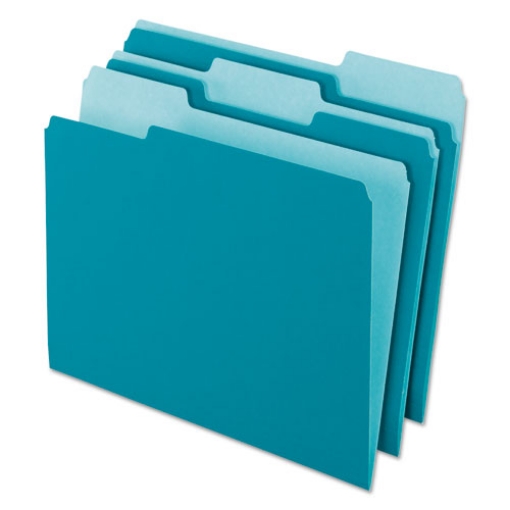 Picture of Interior File Folders, 1/3-Cut Tabs: Assorted, Letter Size, Teal, 100/Box