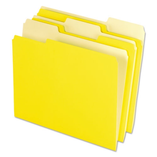 Picture of Interior File Folders, 1/3-Cut Tabs: Assorted, Letter Size, Yellow, 100/Box