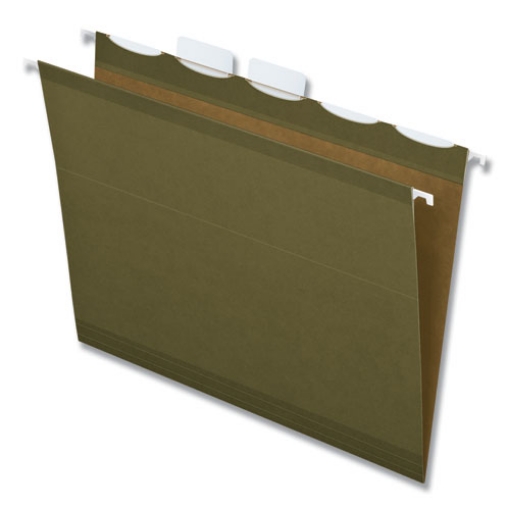 Picture of Ready-Tab Reinforced Hanging File Folders, Letter Size, 1/5-Cut Tabs, Standard Green, 25/Box