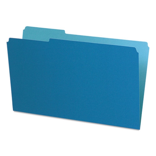 Picture of Interior File Folders, 1/3-Cut Tabs: Assorted, Legal Size, Blue, 100/Box