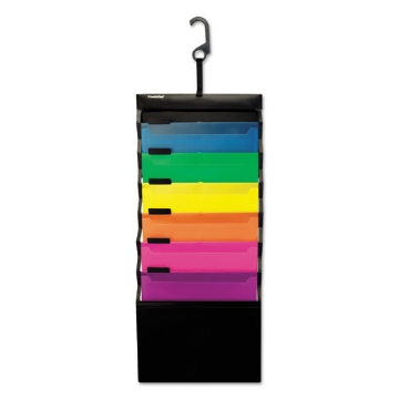 Picture of Desk Free Hanging Organizer With Case, 1" Expansion, 6 Sections, Buckle Closure, Letter Size, Black