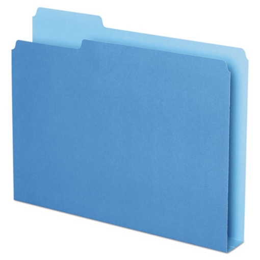 Picture of Double Stuff File Folders, 1/3-Cut Tabs: Assorted, Letter Size, 1.5" Expansion, Blue, 50/Pack