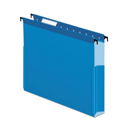 Picture of SureHook Reinforced Extra-Capacity Hanging Box File, 1 Section, 3" Capacity, Letter Size, 1/5-Cut Tabs, Blue, 25/Box