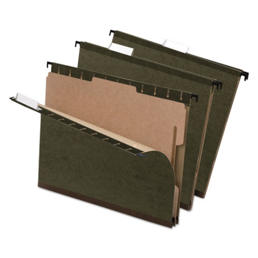 Picture of SureHook Reinforced Hanging Divider Folders, 2" Expansion, 1 Divider, 4 Fasteners, Letter Size, Green Exterior, 10/Box