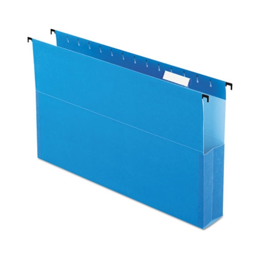 Picture of SureHook Reinforced Extra-Capacity Hanging Box File, 1 Section, 2" Capacity, Legal Size, 1/5-Cut Tabs, Blue, 25/Box