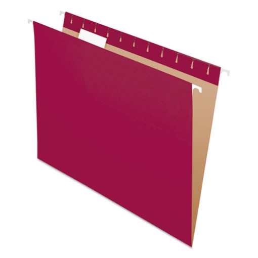 Picture of Colored Hanging Folders, Letter Size, 1/5-Cut Tabs, Burgundy, 25/Box