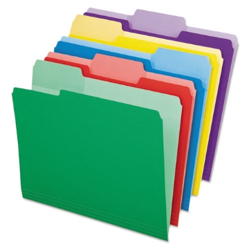 Picture of File Folders with Erasable Tabs, 1/3-Cut Tabs: Assorted, Letter Size, Assorted Colors, 30/Pack