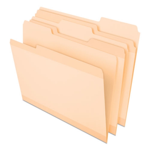 Picture of Poly Reinforced File Folder, 1/3-Cut Tabs: Assorted, Letter Size, Manila, 24/Pack