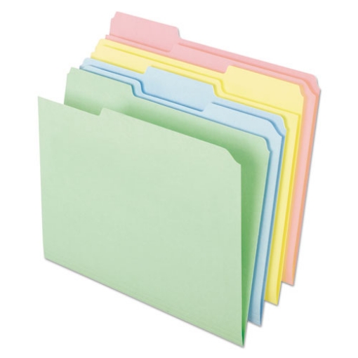 Picture of Pastel Colored File Folders, 1/3-Cut Tabs: Assorted, Letter Size, Assorted Colors, 100/Box