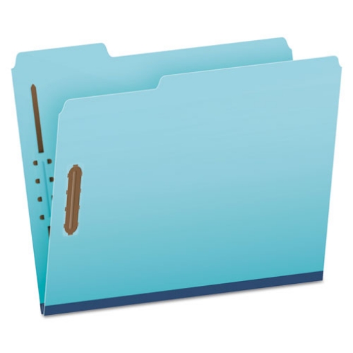 Picture of Heavy-Duty Pressboard Folders with Embossed Fasteners, 1/3-Cut Tabs, 1" Expansion, 2 Fasteners, Letter Size, Blue, 25/Box