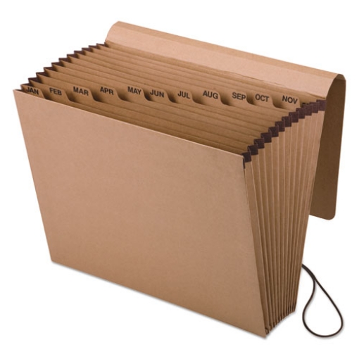 Picture of Kraft Indexed Expanding File, 12 Sections, Elastic Cord Closure, 1/12-Cut Tabs, Letter Size, Brown