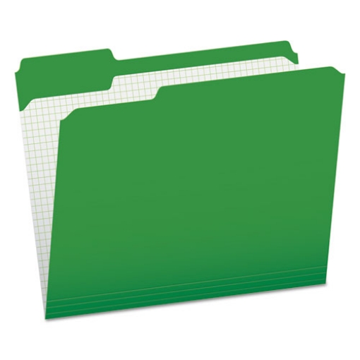 Picture of Double-Ply Reinforced Top Tab Colored File Folders, 1/3-Cut Tabs: Assorted, Letter, 0.75" Expansion, Bright Green, 100/Box