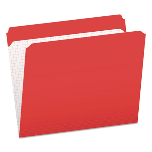 Picture of Double-Ply Reinforced Top Tab Colored File Folders, Straight Tabs, Letter Size, 0.75" Expansion, Red, 100/Box