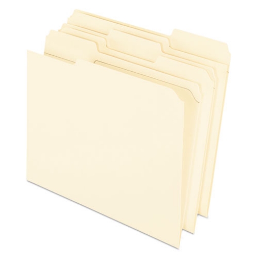 Picture of Reinforced Top File Folders, 1/3-Cut Tabs: Assorted Positions, Letter Size, Manila, 100/Box