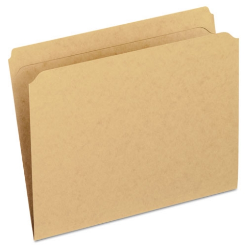 Picture of Dark Kraft File Folders with Double-Ply Top, Straight Tabs, Letter Size, 0.75" Expansion, Brown, 100/Box