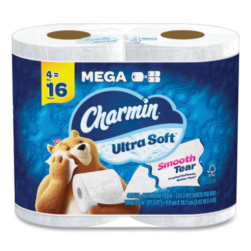 Picture of Ultra Soft Bathroom Tissue, Septic Safe, 2-Ply, White, 224 Sheets/Roll, 4 Rolls/Pack