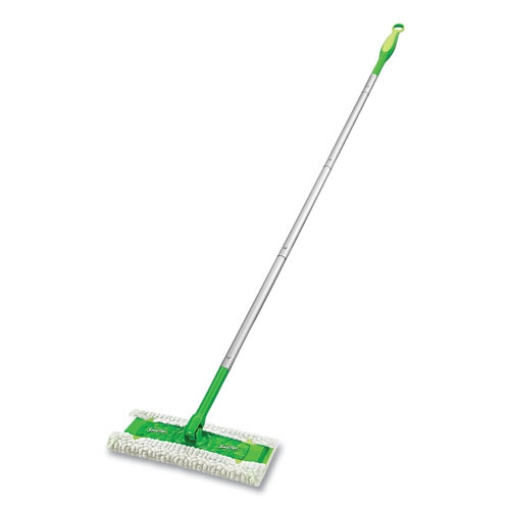 Picture of Sweeper Mop, 10 X 4.8 White Cloth Head, 46" Green/silver Aluminum/plastic Handle