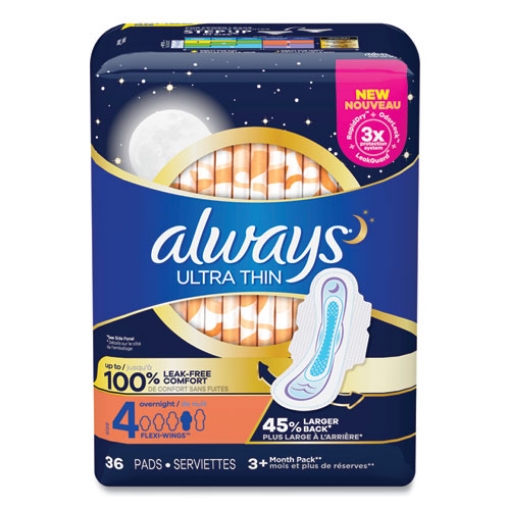 Picture of Ultra Thin Overnight Pads With Wings, 36/pack, 6 Packs/carton
