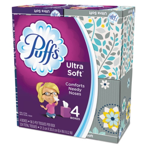 Picture of Ultra Soft Facial Tissue, 2-Ply, White, 56 Sheets/box, 4 Boxes/pack, 6 Packs/carton