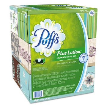 Picture of Plus Lotion Facial Tissue, 2-Ply, White, 124 Sheets/box, 6 Boxes/pack, 4 Packs/carton