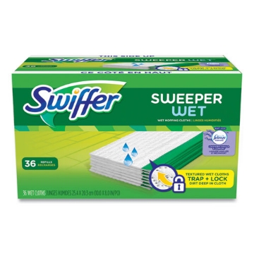 Picture of wet refill cloths, 10 x 8, lavender vanilla and comfort, white, 36/carton