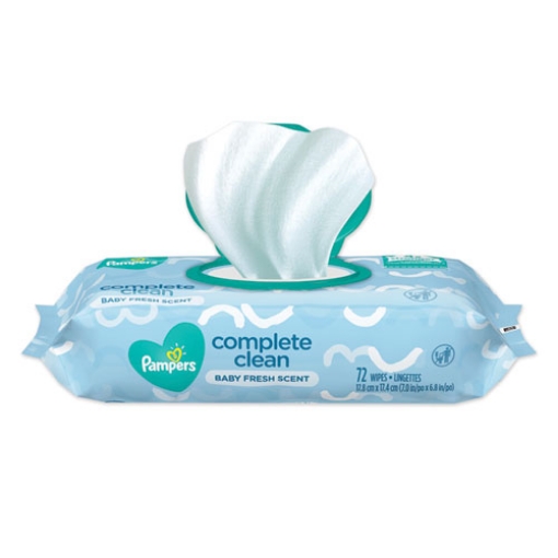 Picture of Complete Clean Baby Wipes, 1-Ply, Baby Fresh, 7 x 6.8, White, 72 Wipes/Pack, 8 Packs/Carton