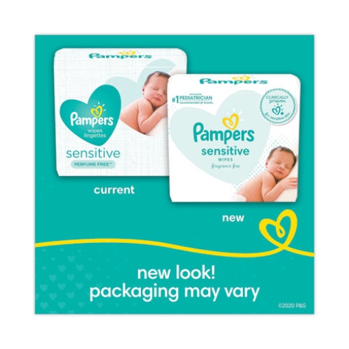 Picture of Sensitive Baby Wipes, 1-Ply, 6.8 x 7, Unscented, White, 56/Pack, 8 Packs/Carton