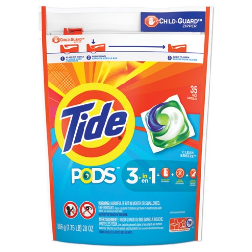 Picture of Pods, Laundry Detergent, Clean Breeze, 35/pack, 4 Pack/carton