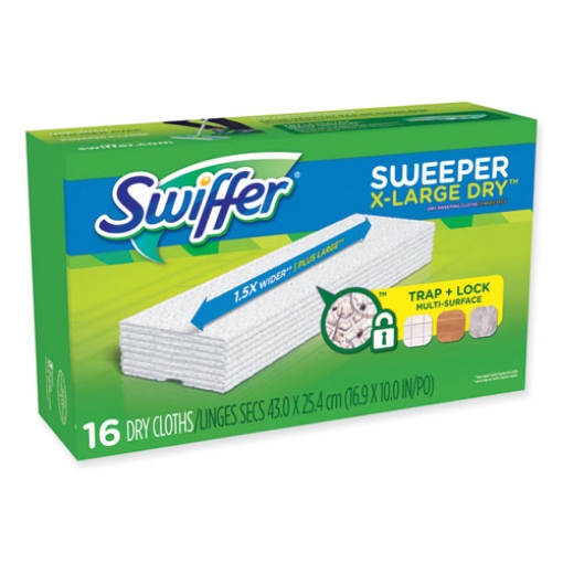 Picture of Sweeper XL Dry Refill Cloths, 16.9" x 9.8", White, 16/Box