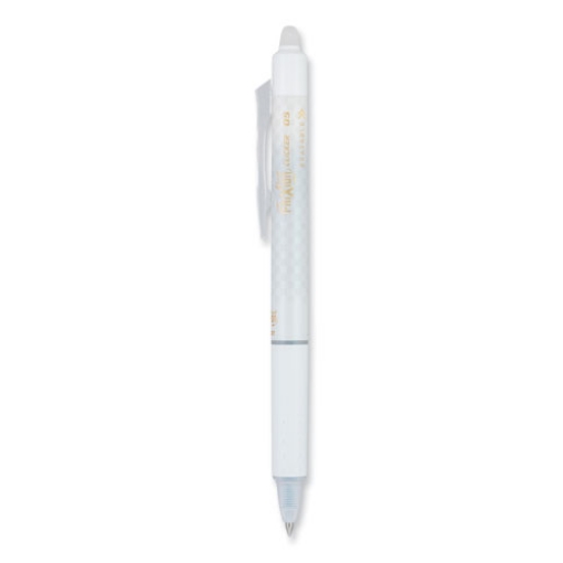 Picture of Frixion Clicker Design Erasable Gel Pen, Retractable, Extra-Fine 0.5 Mm, Black Ink, White Barrel, Dozen