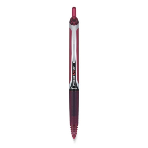 Picture of Precise V5rt Roller Ball Pen, Retractable, Extra-Fine 0.5 Mm, Burgundy Ink, Burgundy/silver Barrel, Dozen